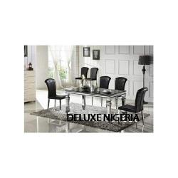 Marble Black Bulin Dining Set Furniture + 6 Dinning Chairs 