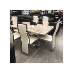 Exquisite Gold Marble Dinning With 6 Chairs (I)