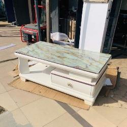 QUALITY DESIGNED WHITE & BROWN MARBLE TOP CENTER TABLE WITH DRAWER -AVAILABLE (SATEC) - deluxe.com.ng