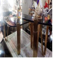 QUALITY DESIGNED BLACK & GOLDEN FRAME CENTER TABLE & SIDE STOOLS - AVAILABLE  (CHIN) 