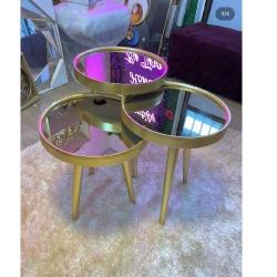 QUALITY DESIGNED 3 GOLD GLASS TOP CENTER TABLE   -AVAILABLE (ZIDFU) - deluxe.com.ng