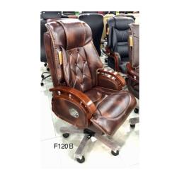 COFFEE BROWN EXECUTIVE RECLINER OFFICE CHAIR WITH WOODEN ARMS (DESIN)