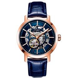 ROTARY GS05354/05 MEN'S GREENWICH ROSE GOLD AUTOMATIC SKELETON WATCH