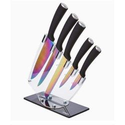Tower | 5 Piece Titanium Coated Knife Set With Acrylic Stand- deluxe.com.ng