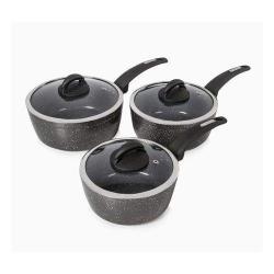 Tower Forged Aluminium 3 Piece Saucepan Set With Glass Lids- deluxe.com.ng