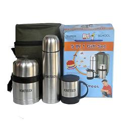 HOME TOUCH Stainless Steel Food Flask Set - 5 In 1 Set - deluxe.com.ng