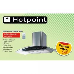 HOTPOINT 90cm DIGITAL GLASS COOKER HOOD |A166/19F|  - deluxe.com.ng
