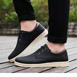 ELEGANT MEN'S LACE UP SNEAKERS|BLACK(AVAILALBLE IN ALL SIZES)