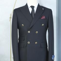 EXECUTIVE BLACK BREASTED TURKEY SUIT WITH GOLDEN BUTTON -deluxe.com.ng
