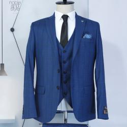 EXECUTIVE BLUE STRIPPED 3 PIECE TURKEY SUIT WITH 2 BLACK BUTTON-deluxe.com.ng