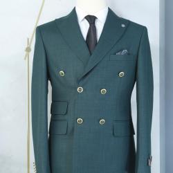 EXECUTIVE DARK GREEN BREASTED TURKEY SUIT WITH GOLDEN BUTTON-deluxe.com.ng