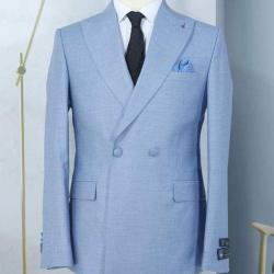 EXECUTIVE SKY BLUE BREASTED TURKEY SUIT WITH BLUE BUTTON
