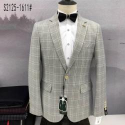 LIGHT GREY AND WHITE STRIPPED BLAZER WITH ONE BUTTON (SWNL)-deluxe.com.ng