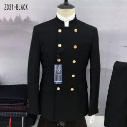MANAGER BLACK TURKEY SUIT WITH BISHOP NECK AND GOLDEN BUTTONS-deluxe.com.ng