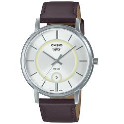 CASIO MTP-B120L-7AVDF MEN’S ANALOG SILVER CASE BROWN LEATHER WATCH  - Deluxe.com.ng