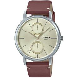 CASIO MTP-B310L-9AVDF MEN’S CHAMPAGNE GOLD DIAL BROWN LEATHER WATCH