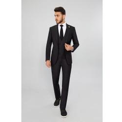 DARK GREY AND BLACK TIE TURKEY SUIT (COMPLETE) WITH ONE BUTTON | AVAILABLE IN ALL SIZES (DEJOS) (N) - deluxe.com.ng