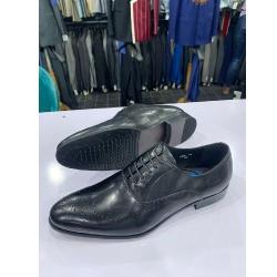 EXECUTIVE BLACK CORPORATE SHOE WITH DOTTED LINES - PLAIN | AVAILABLE IN ALL SIZES (DEJOS) (N) - deluxe.com.ng