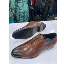 EXECUTIVE BROWN AND BLACK NOSE CORPORATE SHOE WITH DOTTED LINES - PLAIN | AVAILABLE IN ALL SIZES (DEJOS) (N) - deluxe.com.ng