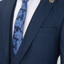 NAVY BLUE AND BLUE DESIGN TIE SUIT (COMPLETE) WITH ONE BUTTON | AVAILABLE IN ALL SIZES (DEJOS) (N) - deluxe.com.ng