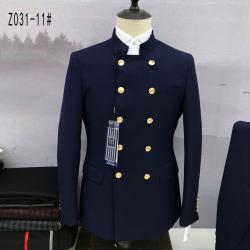 NAVY BLUE MANAGER TURKEY SUIT WITH BISHOP NECK AND GOLDEN BUTTON-deluxe.com.ng