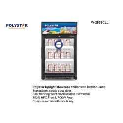 Polystar Upright Showcase Chiller With Interior Lamp/ Shelf/ Key/ R600 Gas/ Black Colour -PV-259SCLL - deluxe.com.ng