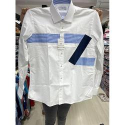  EXQUISITE WHITE LONG SLEEVE SHIRT WITH BLUE STRIPES | AVAILABLE IN ALL SIZES (SWNL) (N) - deluxe.com.ng