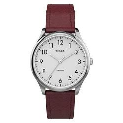 TIMEX T2T722 WOMEN’S EASY READER CLASSIC WHITE DIAL RED LEATHER WATCH