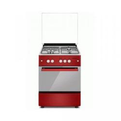 Maxi Gas Cooker 6060 M4 Red|3 Gas+1 Electric|Red|Glass|Ignition Button|Oven Light - deluxe.com.ng