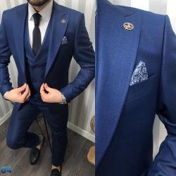 NAVY BLUE 3 PIECES SUIT WITH ONE BUTTON | AVAILABLE IN ALL SIZES (DEFAS) (N) - deluxe.com.ng 