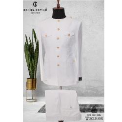 EXECUTIVE WHITE TURKEY SUIT WITH GOLDEN BUTTONS AND ROUND NECK | AVAILABLE IN ALL SIZES (DEFAS) (N) - deluxe.com.ng