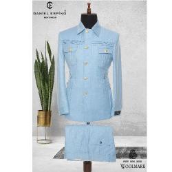 EXECUTIVE SKY BLUE TURKEY SUIT WITH GOLDEN BUTTONS AND COLLAR | AVAILABLE IN ALL SIZES (DEFAS) (N) - deluxe.com.ng