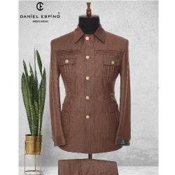 EXECUTIVE BROWN TURKEY SUIT WITH COLLAR AND GOLDEN BUTTONS| AVAILABLE IN ALL SIZES (DEFAS) (N) - deluxe.com.ng