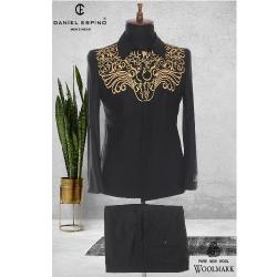 EXECUTIVE BLACK TURKEY SUIT WITH GOLDEN DESIGN AND COLLAR | AVAILABLE IN ALL SIZES (DEFAS) (N) - deluxe.com.ng