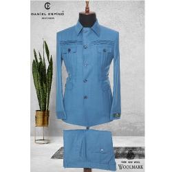 EXECUTIVE SKY BLUE TURKEY SUIT WITH BLUE BUTTONS AND COLLAR | AVAILABLE IN ALL SIZES (DEFAS) (N) - deluxe.com.ng