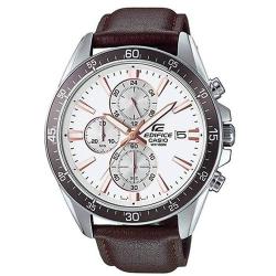 CASIO GENTS EFR-546L-7AVUDF EDIFICE CHRONOGRAPH WHITE DIAL BROWN LEATHER WATCH