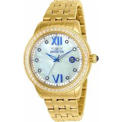 INVICTA 23662 Women’s Angel 48 Crystal Gold-Tone Mother Of Pearl Dial Watch
