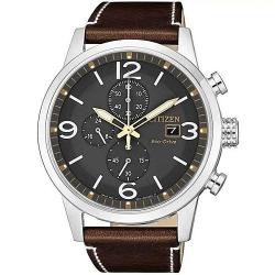 CITIZEN CA0618-26H MEN’S ECO-DRIVE CHRONOGRAPH CALF LEATHER WATCH - deluxe.com.ng