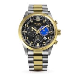 KOLBER GENEVE K9056211352 MEN’S CHRONOGRAPH ROUND BLACK DIAL TWO TONE STEEL WITH YELLOW GOLD WATCH - deluxe.com.ng