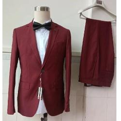 WINE COLOUR SUIT WITH ONE BUTTON SUIT | AVAILABLE IN ALL SIZES (MADU) (N) - deluxe.com.ng