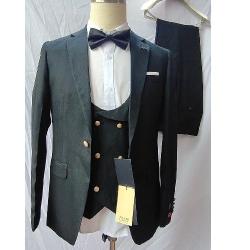 DARK GREY 3 PIECES SUIT  WITH ONE BUTTON  | AVAILABLE IN ALL SIZES (MADU) (N) - deluxe.com.ng