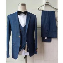 DEEP BLUE  3 PIECES SUIT WITH ONE BUTTON | AVAILABLE IN ALL SIZES (MADU) (N) - deluxe.com.ng