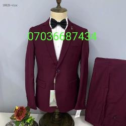 WINE COLOUR SUIT WITH ONE BUTTON  | AVAILABLE IN ALL SIZES (MADU) (N) - deluxe.com.ng