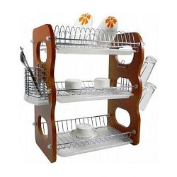 Marvel 3-Layer Wooden Plate Rack - deluxe.com.ng