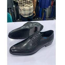 EXECUTIVE BLACK CORPORATE SHOE WITH TOUCH OF CROCODILE SKIN AND LACES  | AVAILABLE IN ALL SIZES (DEJOS) (N) - deluxe.com.ng