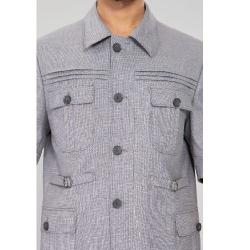 LIGHT GREY TURKEY SUIT (SHORT SLEEVED) WITH FIVE BUTTONS | AVAILABLE IN ALL SIZES (DEJOS) (N) - deluxe.com.ng