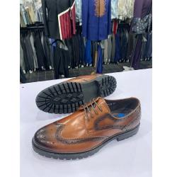 BROWN AND BLACK NOSE CORPORATE SHOE WITH DESIGN AND LACES | AVAILABLE IN ALL SIZES (DEJOS) (N) - deluxe.com.ng