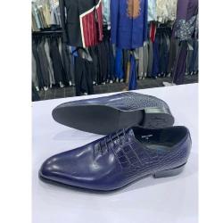 NAVY BLUE AND CORPORATE SHOE WITH CROCODILE SKIN AND LACES | AVAILABLE IN ALL SIZES (DEJOS) (N) - deluxe.com.ng