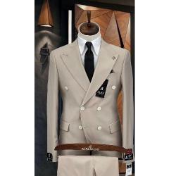 LIGHT BROWN DOUBLE BREASTED SUIT | AVAILABLE IN ALL SIZES (NIFA) (N) - deluxe.com.ng