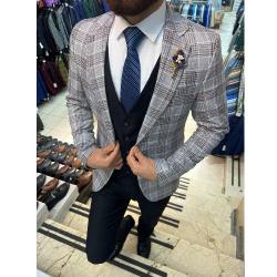 GREY AND CREAM CHECKERS BLAZER | AVAILABLE IN ALL SIZES (NIFA) (N) - deluxe.com.ng